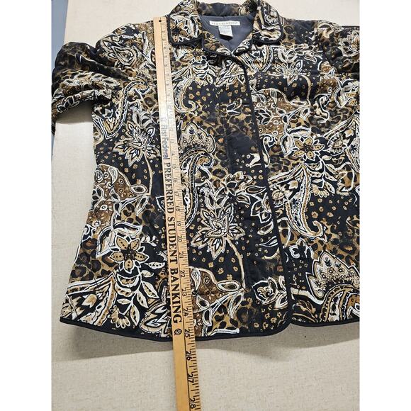 Requirements Woman Large quilted animal print floral black zip up blazer jacket - Picture 7 of 9